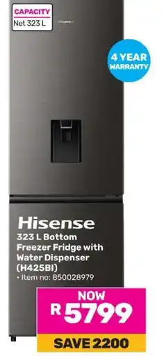 Game Hisense 323 L Bottom Freezer Fridge with Water Dispenser (H425BI) offer