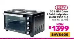Game DEFY 30 L Mini Oven 2 Solid Hotplates (MOH 2330 BL) offer