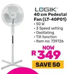 Game LÖGIK 40 cm Pedestal Fan (LT-40P01) offer