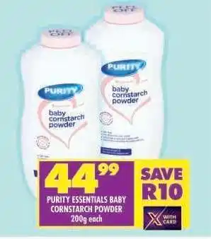 Shoprite PURITY ESSENTIALS BABY CORNSTARCH POWDER offer