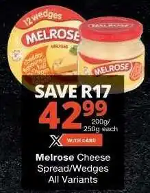 Checkers Melrose Cheese Spread/Wedges offer
