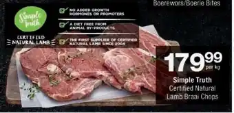 Checkers Simple Truth Certified Natural Lamb Braai Chops offer
