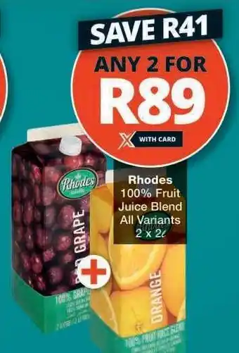 Checkers RHODES 100% FRUIT JUICE BLEND offer