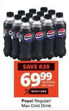 Checkers Pepsi Regular/Max Cold Drink offer