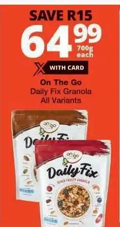Checkers On The Go Daily Fix Granola offer