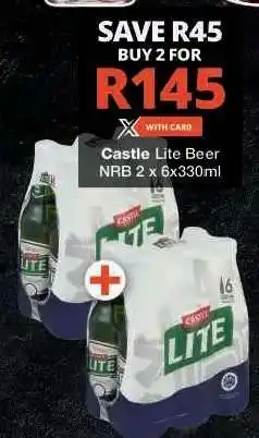 Checkers Castle Lite Beer NRB 2 x 6x330ml offer