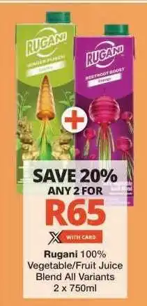 Checkers Rugani 100% Vegetable/Fruit Juice Blend offer