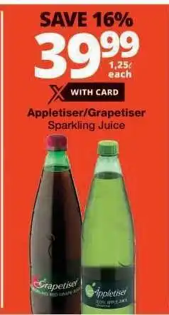 Checkers Appletiser/Grapetiser Sparkling Juice offer