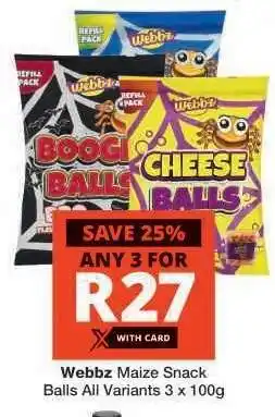 Checkers Webbz Maize Snack Balls offer