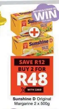 Checkers Sunshine D Original Margarine 2 x 500g offer