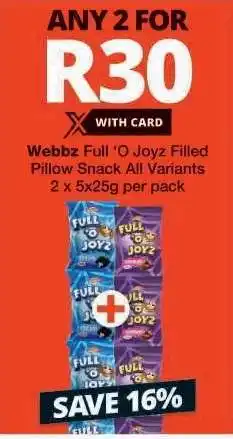 Checkers Webbz Full ‘O Joyz Filled Pillow Snack offer