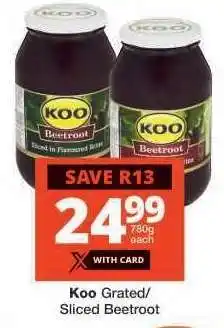 Checkers KOO Grated/Sliced Beetroot offer