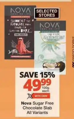 Checkers Nova Sugar Free Chocolate Slab offer