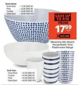 Checkers Melamine Mix Beach House/Earth Tone Plasticware Range offer