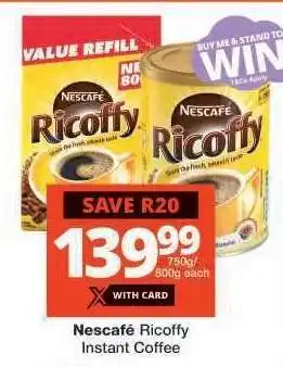 Checkers NESCAFÉ Ricoffy Instant Coffee offer