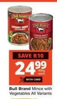 Checkers Bull Brand Mince with Vegetables All Variants offer