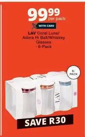 Checkers LAV Coral Lune/Adora Hi Ball/Whiskey Glasses offer