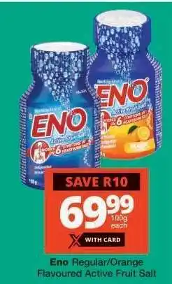 Checkers Eno Regular/Orange Flavoured Active Fruit Salt offer