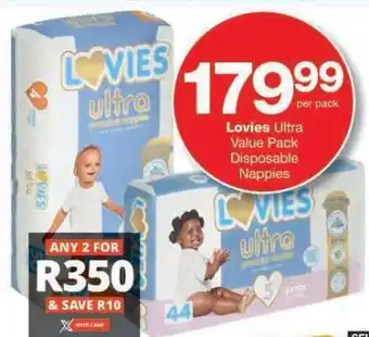 Checkers LOVIES ULTRA VALUE PACK DISPOSABLE NAPPIES offer