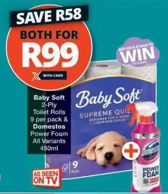 Checkers Baby Soft Toilet Rolls & Domestos Power Foam offer
