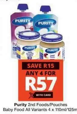 Checkers Purity 2nd Foods/Pouches offer