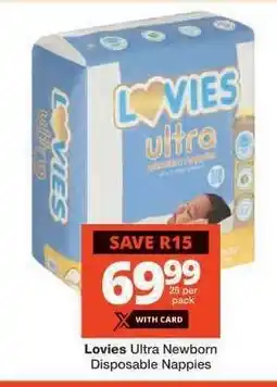 Checkers Lovies Ultra Newborn Disposable Nappies offer