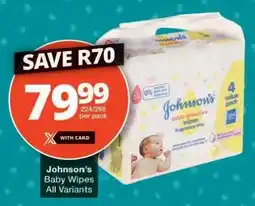 Checkers JOHNSON'S Baby Wipes (All variants) offer