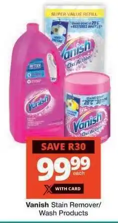Checkers Vanish Stain Remover/Wash Products offer