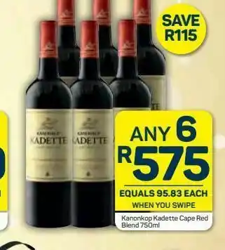 Pick n Pay Kanonkop kadette wine 6 offer