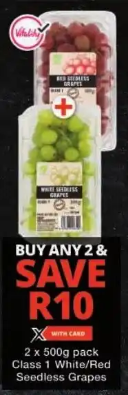 Checkers Class 1 White/ Red Seedless Grapes offer