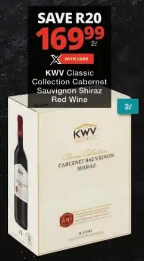 Checkers KWV Classic Collection Cabernet Sauvignon Shiraz Red Wine offer