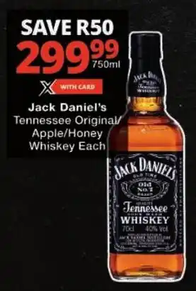 Checkers Jack Daniel's Tennessee Original Apple/ Honey Whiskey offer