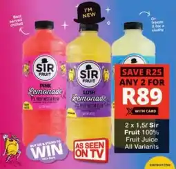 Checkers Sir Fruit 100% Fruit Juice All Variants offer