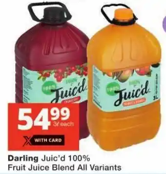 Checkers Darling Juic'd 100% Fruit Juice Blend All Variants offer