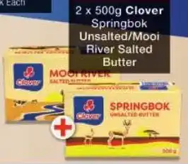 Checkers Clover Springbok Unsalted/ Mooi River Salted Butter offer