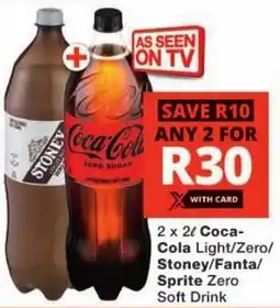 Checkers Coca- Cola Light/ Zero/ Stoney/ Fanta/ Sprite Zero Soft Drink offer