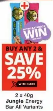 Checkers Jungle Energy Bar All Variants offer