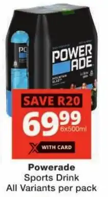 Checkers Powerade Sports Drink All Variants offer