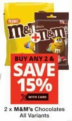 Checkers M&M's Chocolates All Variants offer