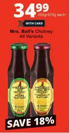 Checkers Mrs. Ball's Chutney All Variants offer