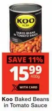 Checkers Koo Baked Beans in Tomato Sauce offer