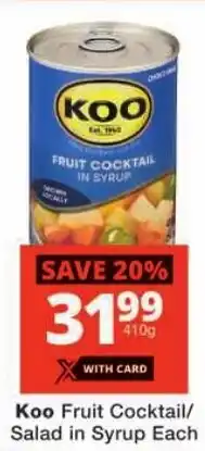 Checkers Koo Fruit Cocktail/ Salad in Syrup offer