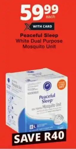 Checkers Peaceful Sleep White Dual Purpose Mosquito Unit offer