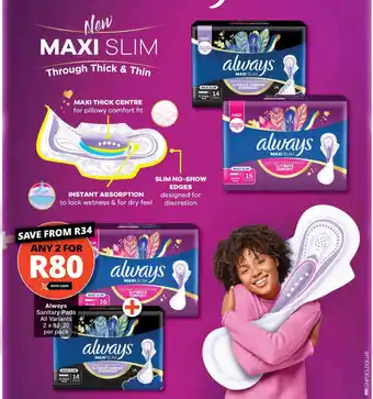 Checkers Always Sanitary Pads All Variants offer