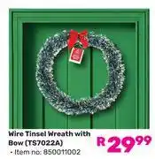 Game Wire Tinsel Wreath With Bow TS7022A offer