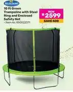 Game Bouceking 10 Ft Green Trampoline With Steel Ring & Enclosed Safety Net offer