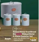 Game Mainstays Ribbed Metal Bread Bin Plus Ribbed Metal 3 Piece Canister Set-Both For offer