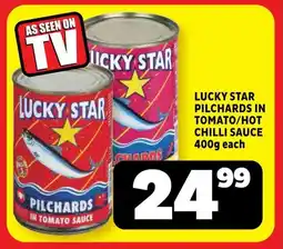 Usave Lucky star pilchards in tomato/ hot chilli sauce offer