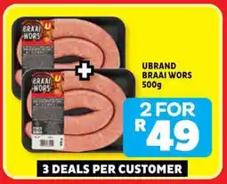Usave Ubrand braai wors offer