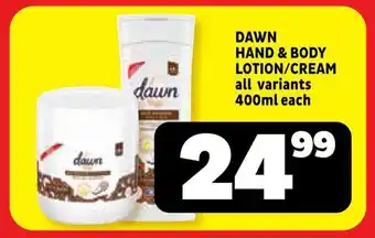 Usave Dawn hand & body lotion/ cream offer